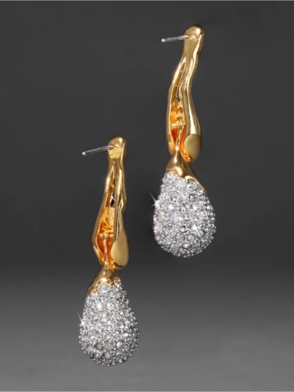 NEW Alexis Bittar Solanales Gold Plated Crystal Dewdrop Earrings Gold Clear JL31 - Picture 2 of 5